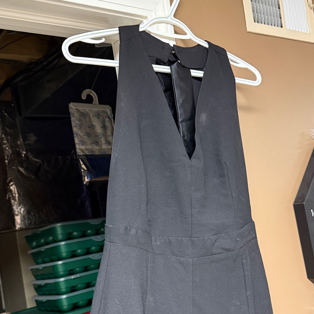 Black Sleeveless Jumpsuit with Bow Detail